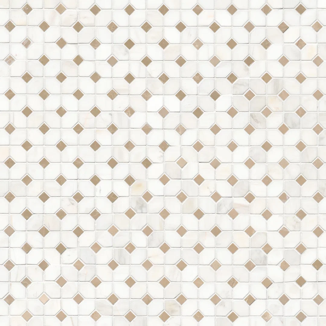 Geometric 13 in. x 13 in. Polished Marble Mosaic Floor and Wall Tile