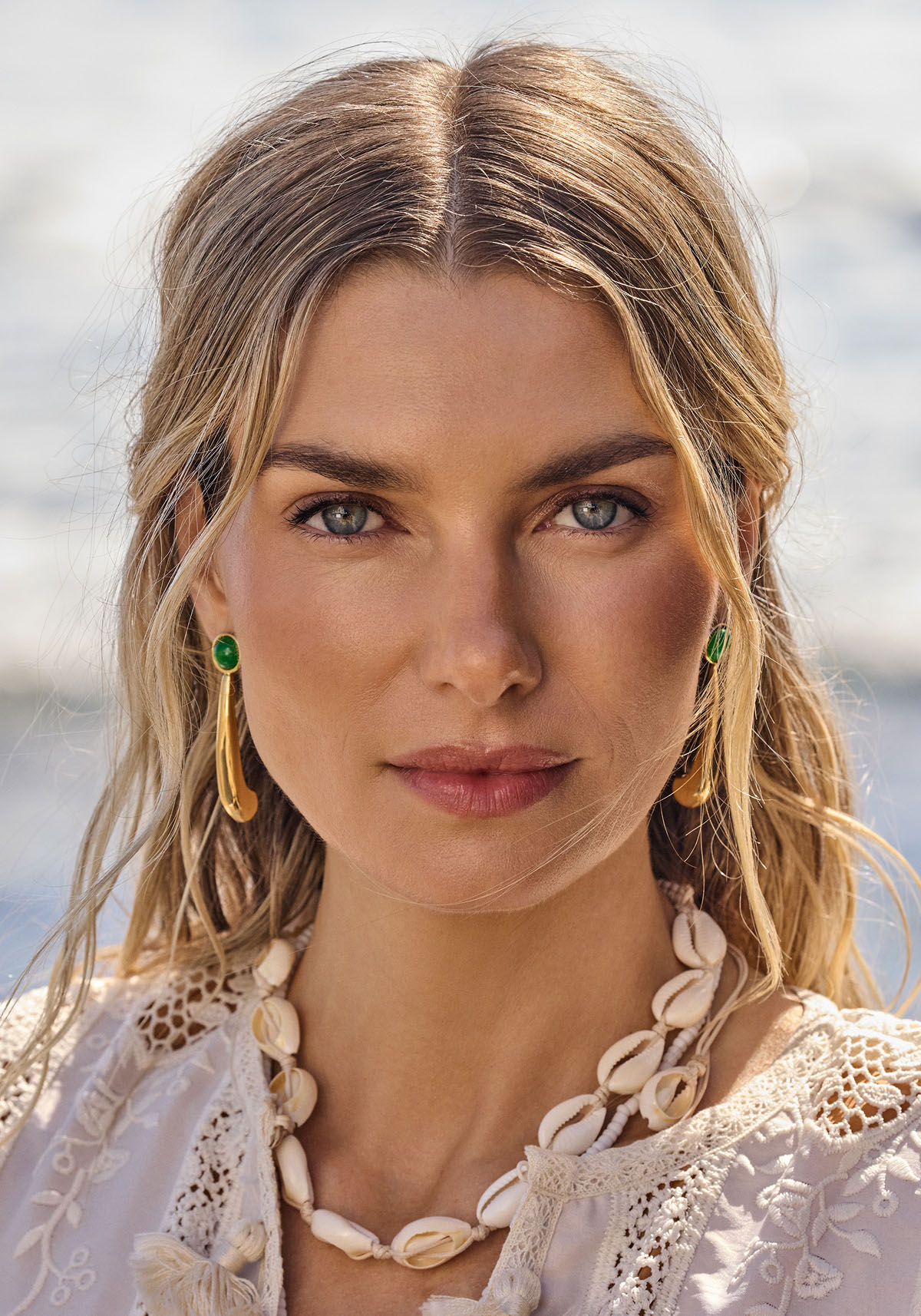 Long Lluvia Beaded Earrings in Green