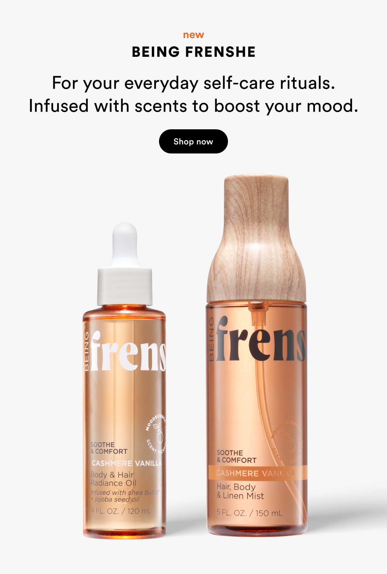New Being Frenshe | For your everyday self-care rituals | Infused with scents to boost your mood | Shop now