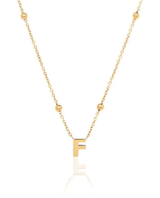 Mini Letter Sphere Chain Necklace (Gold)