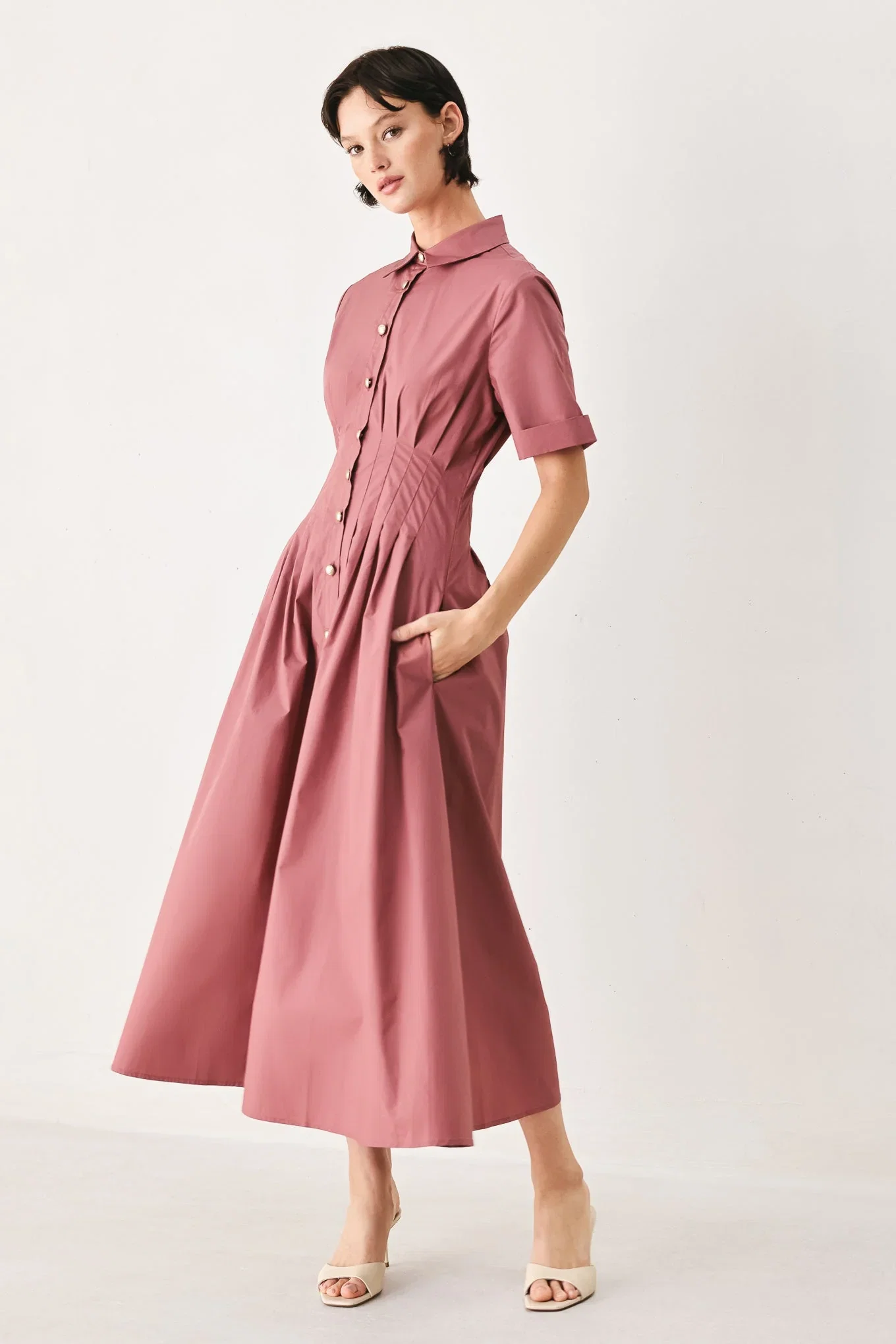 Image of COUNTRYSIDE CHARM WOVEN MIDI DRESS