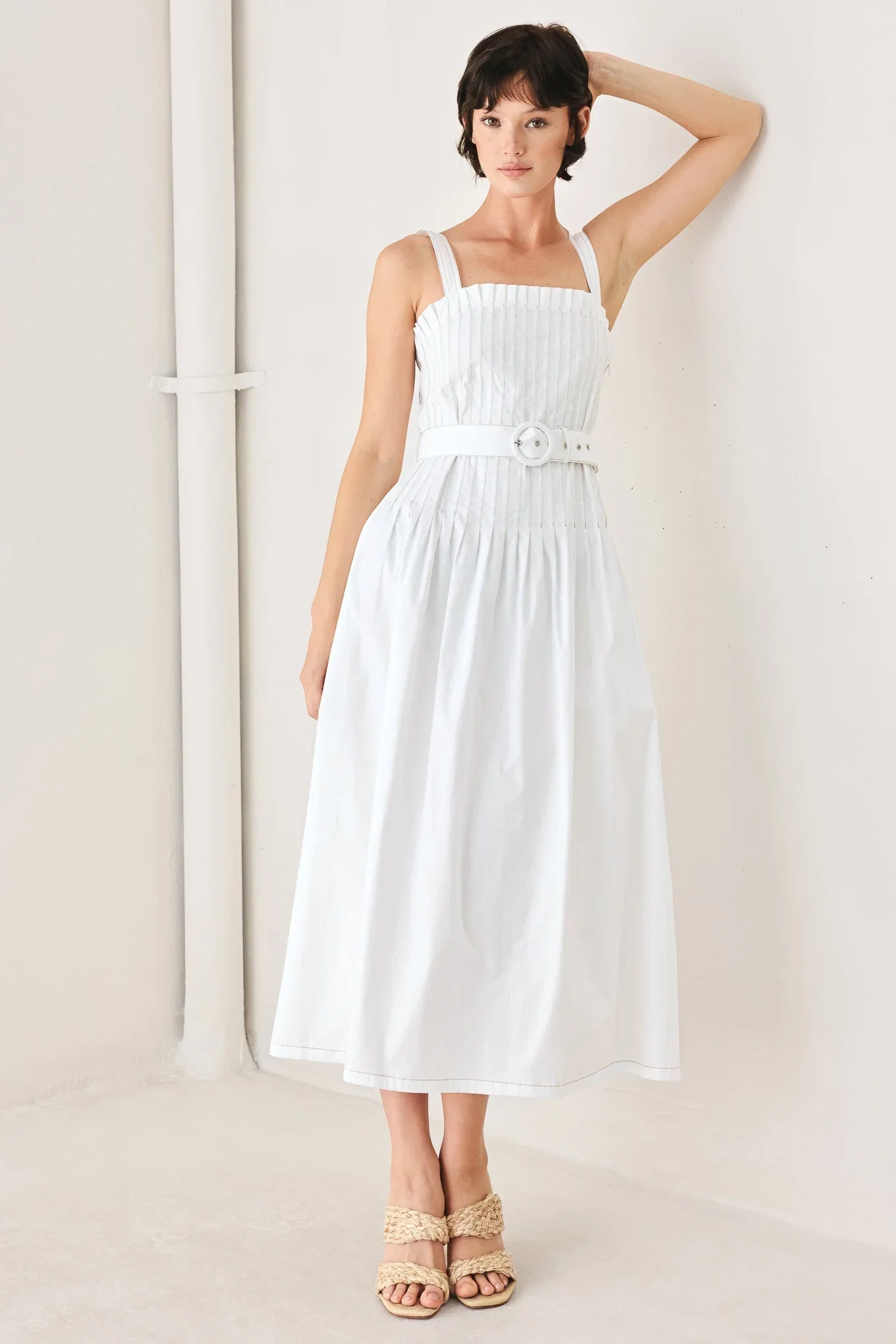 Image of THE WEEKEND IN NANTUCKET WOVEN MIDI DRESS