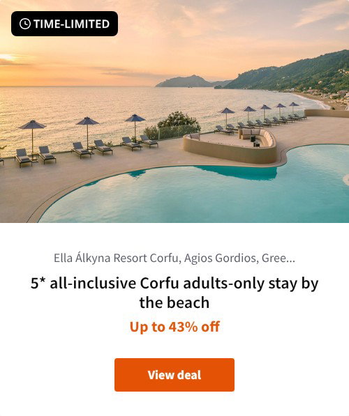 5* all-inclusive Corfu adults-only stay by the beach