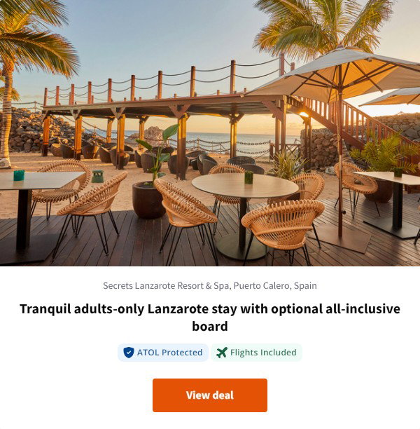 Tranquil adults-only Lanzarote stay with optional all-inclusive board