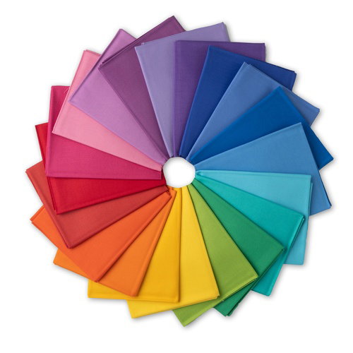 Image of Color Wheel Solids Rainbow Fat quarters Quilting Cotton Fabric