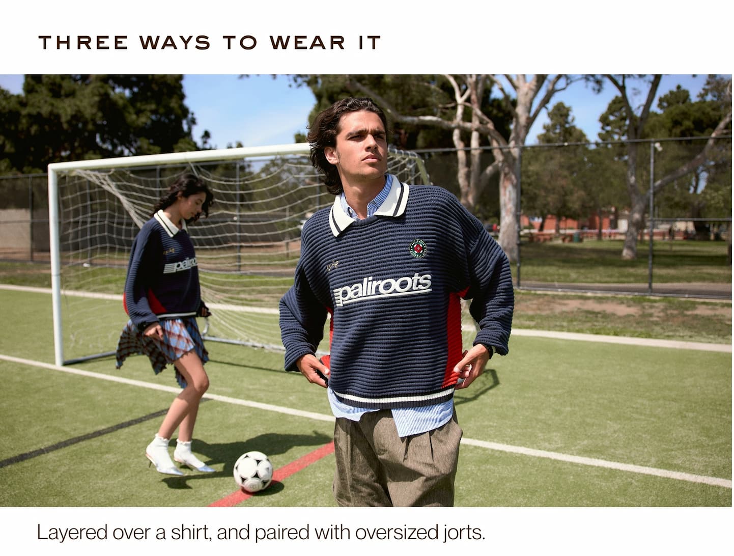 Layered over a shirt, and paired with oversized jorts.