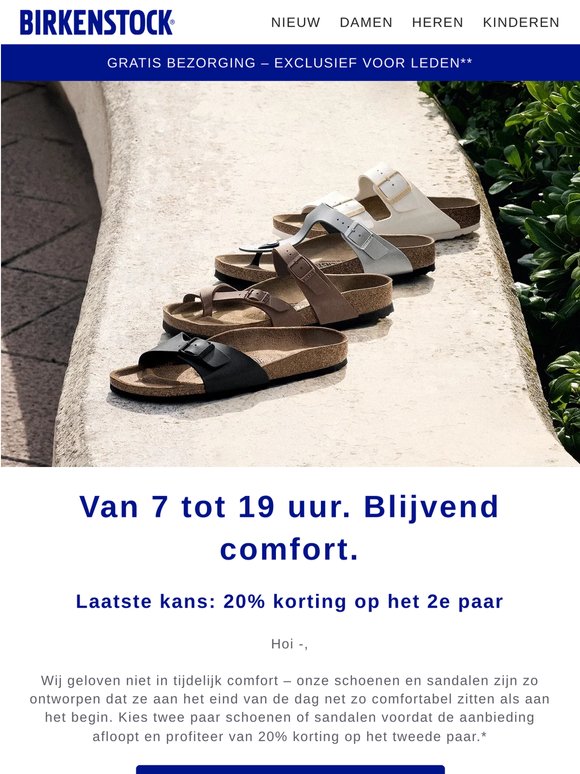 Profiteer nog snel van 20% korting op het 2e paar.
