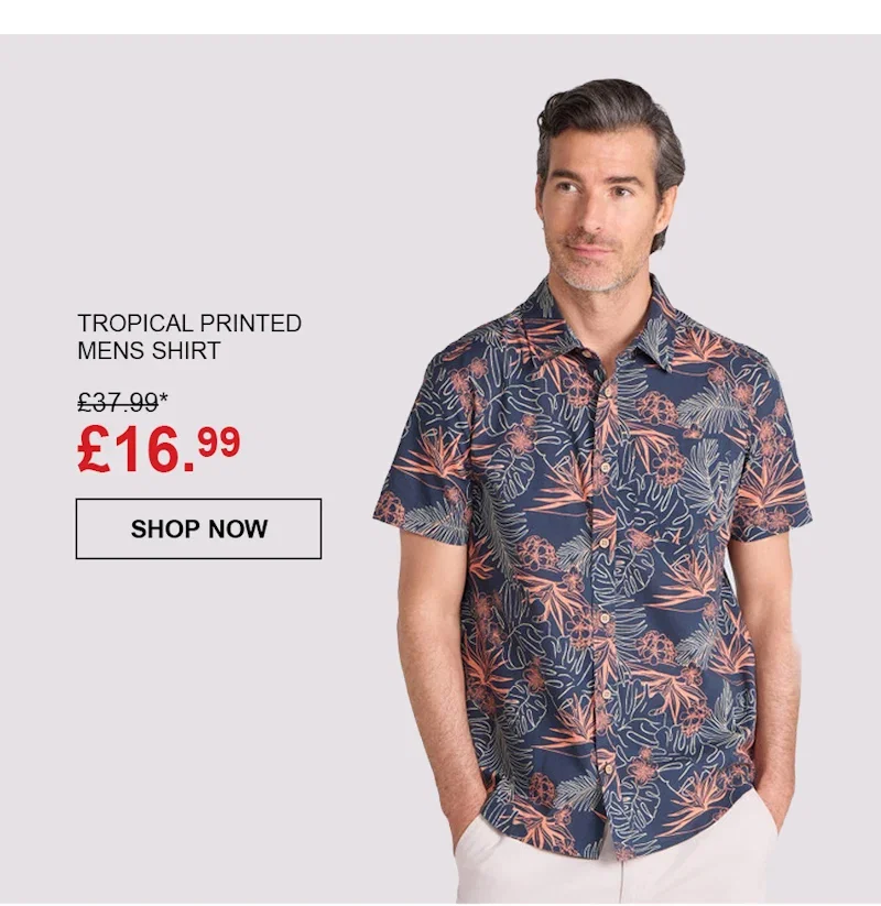 Tropical Printed Mens Short Sleeved Shirt