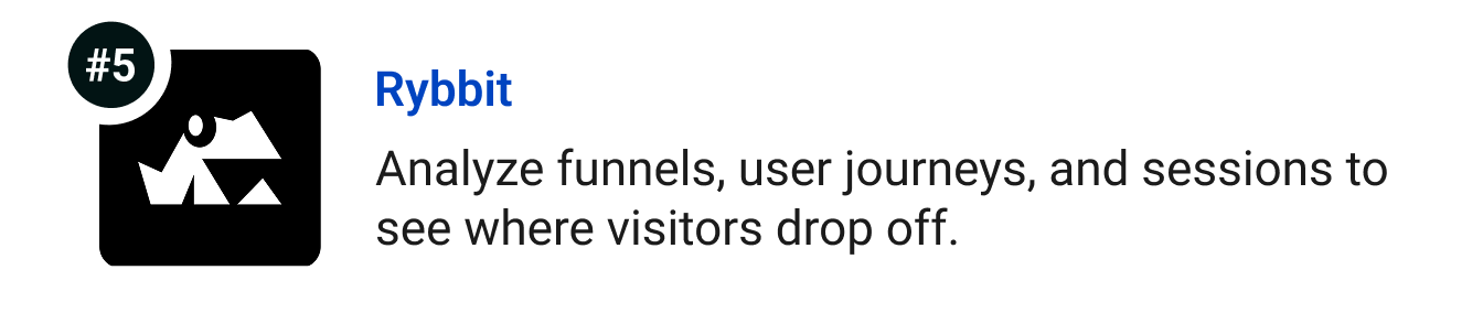 Rybbit - Analyze funnels, user journeys, and sessions to see where visitors drop off.