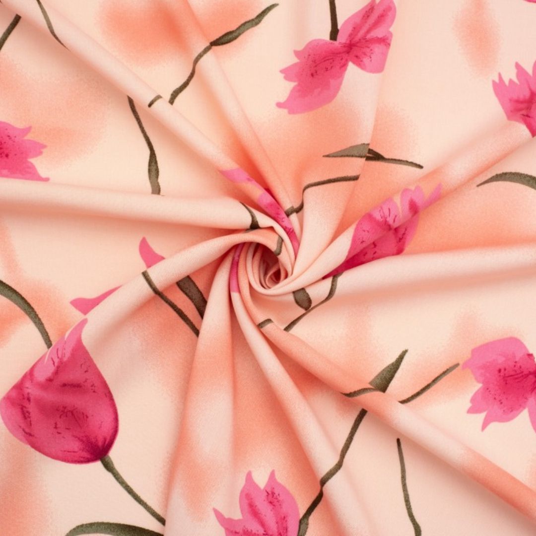 Deadstock Viscose Challis Fabric Peach
