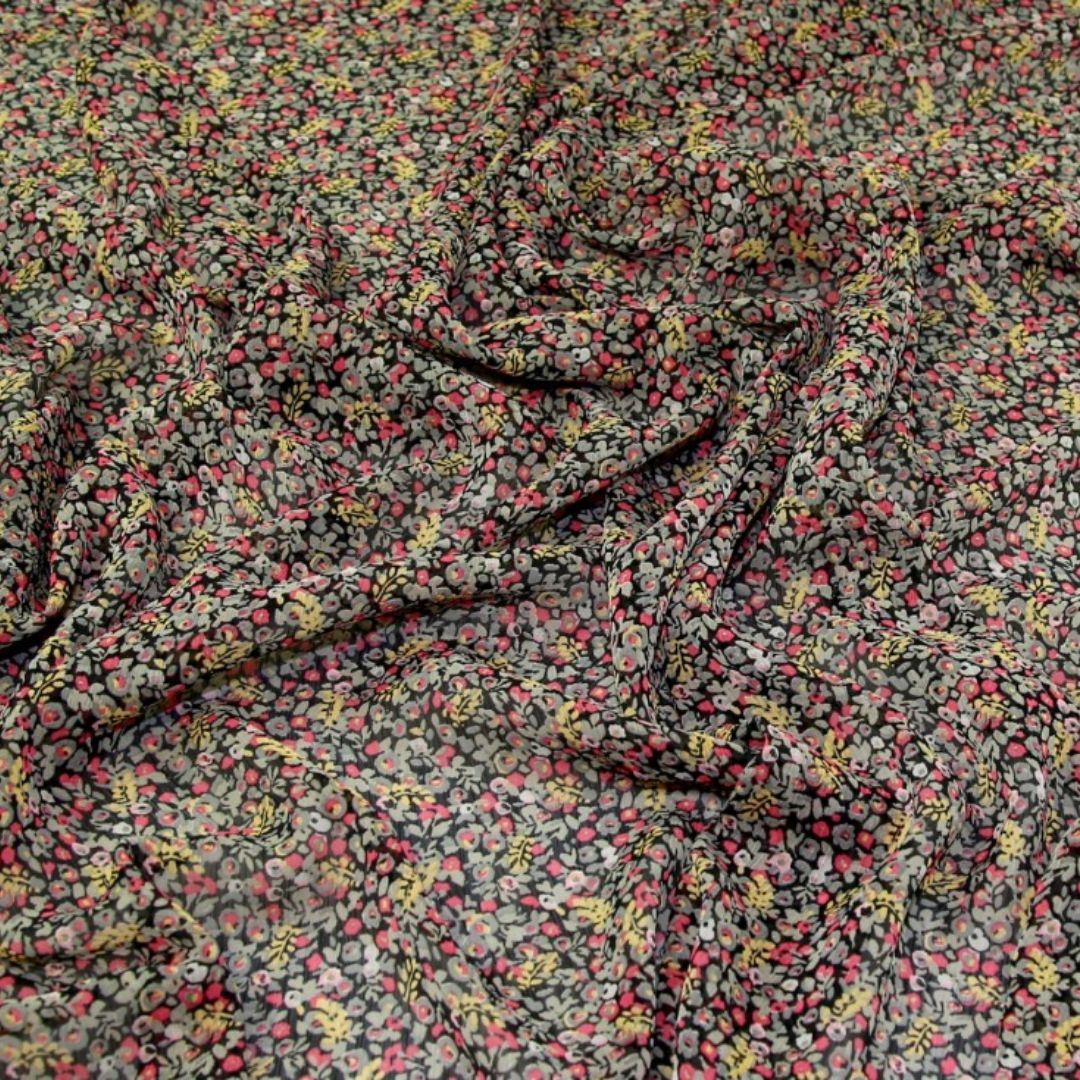 Deadstock Crinkle Sheer Chiffon Fabric Multicoloured