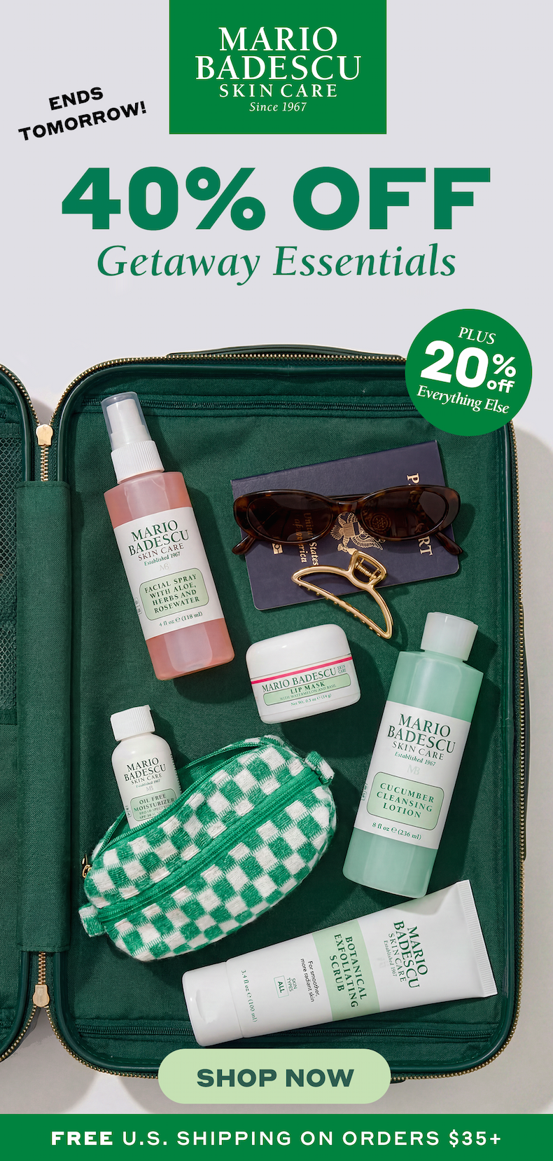 ENDS TOMORROW | 40% Off Getaway Essentials + 20% Off Everything Else