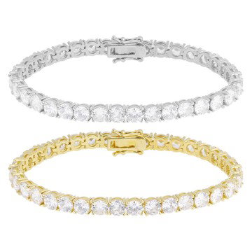 White Cubic Zirconia Rhodium and 14k Yellow Gold Plated Bracelet Set of 2 25.38ctw