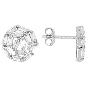White Cubic Zirconia Rhodium Over Sterling Silver Stud Earrings 2.32ctw