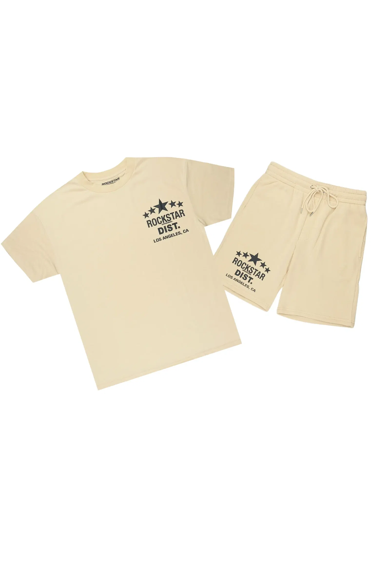 Image of Starlake Beige Graphic T-Shirt/Short Set