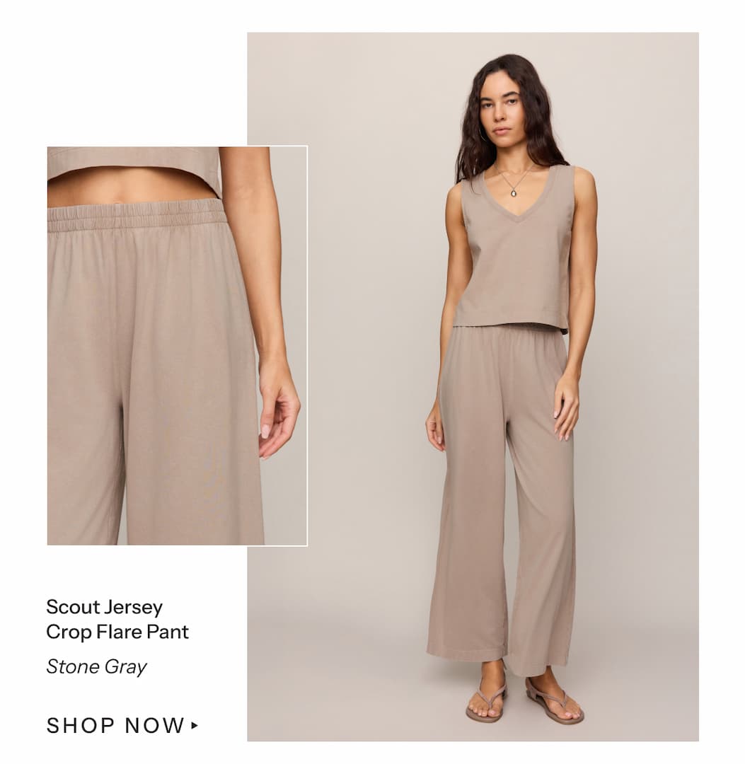 Shop Scout Jersey Crop Flare Pant In Stone Gray | Shop Now
