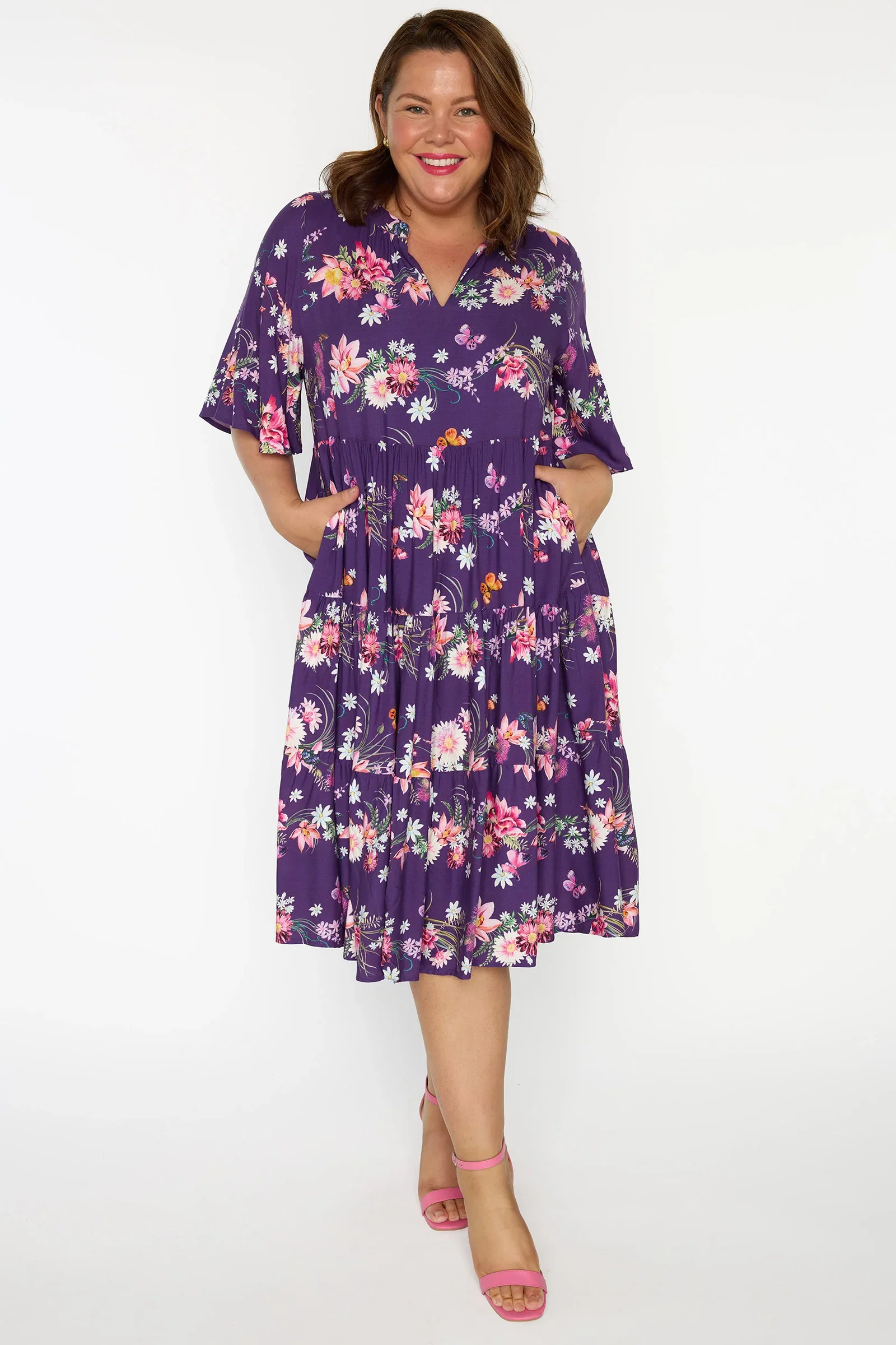 Image of Chrissie Butterfly Kisses Plum Dress