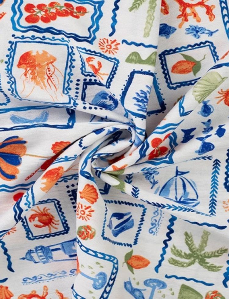 Deadstock Viscose Challis Fabric Multicoloured