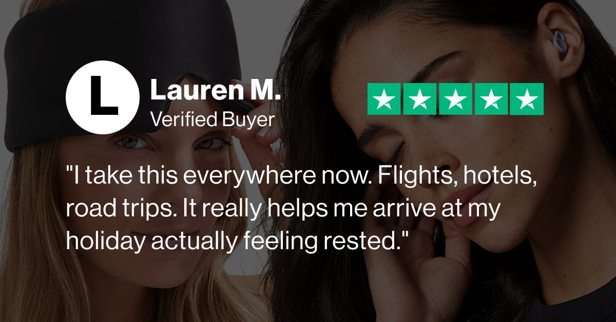 L | Lauren M. | verified buyer | "I take this everywhere now. Flights, hotels, road trips. It really helps me arrive at my holiday actually feeling rested."