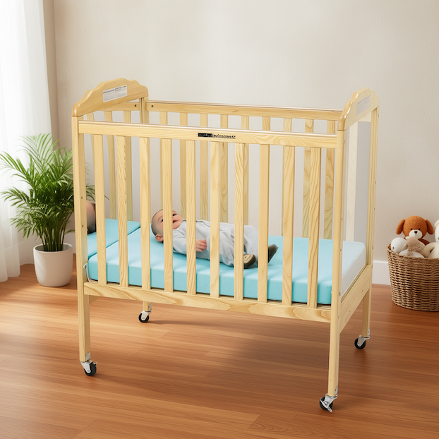 Environments® Compact Adjustable Clear View/Mirror Crib with Mattress