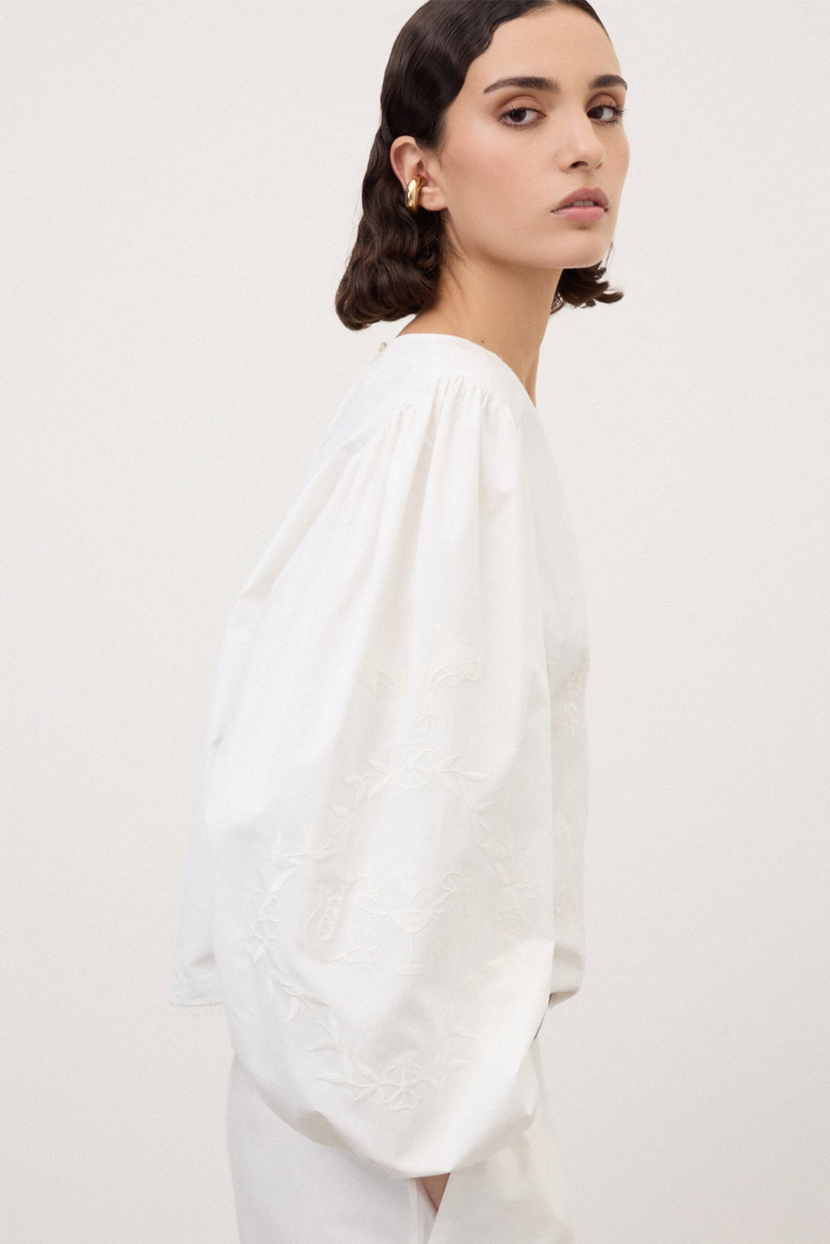Blusa corta in popeline