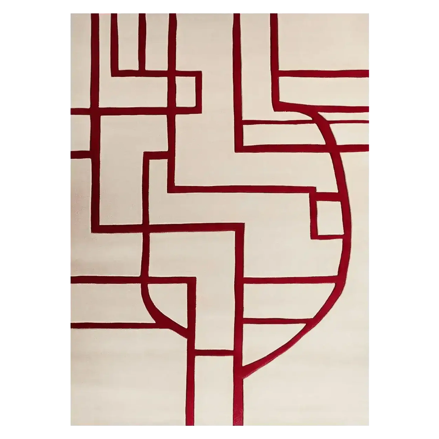 Crimson Path Grid Hand Tufted Rug