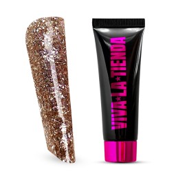 Polygel Viva La Tienda Crystal 02 - Champagne Halo - 15ml – rezistență ridicată, flexibilitate optimă, polimerizare rapidă, aderență excelentă, particule stabile, strălucire 3D intensă pentru design-uri strălucitoare   potrivit pentru cliente care vor unghii vizibile