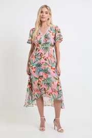 Petite Floral Chiffon Sequin Insert Midi Dress