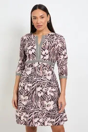 Printed Cotton Dobby Shift Dress