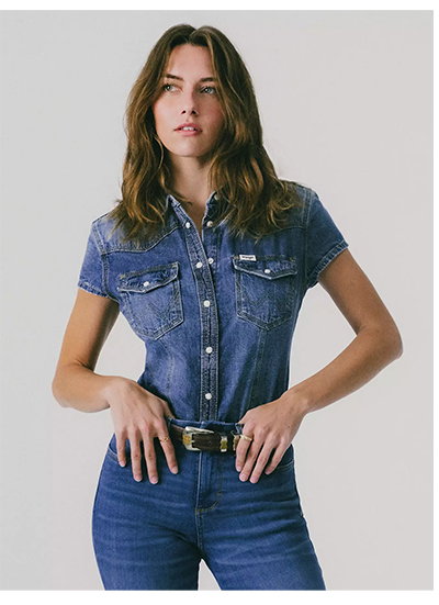 Women's Shrunken Denim Shirt