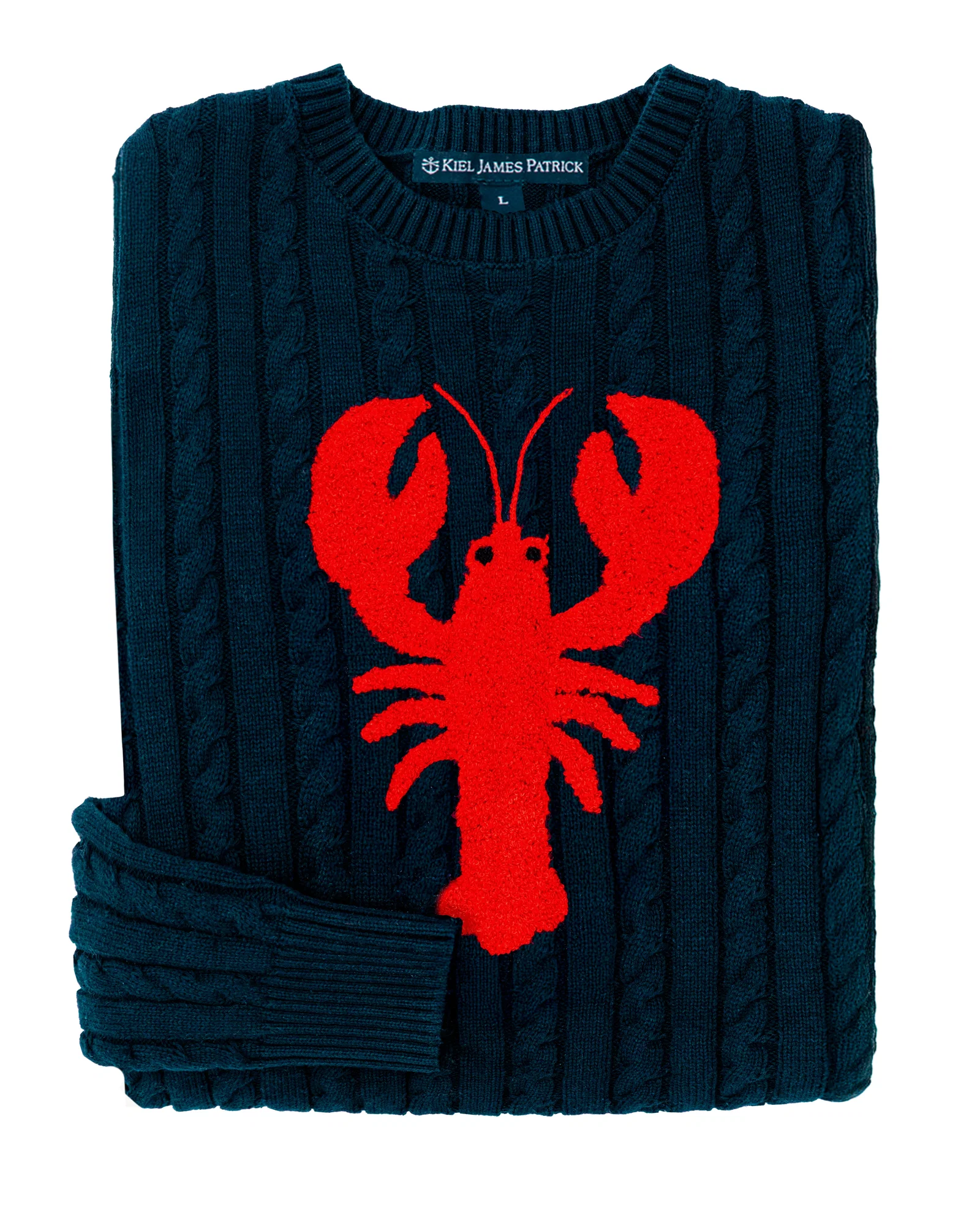 Image of Lobster Cable Knit Sweater in Navy