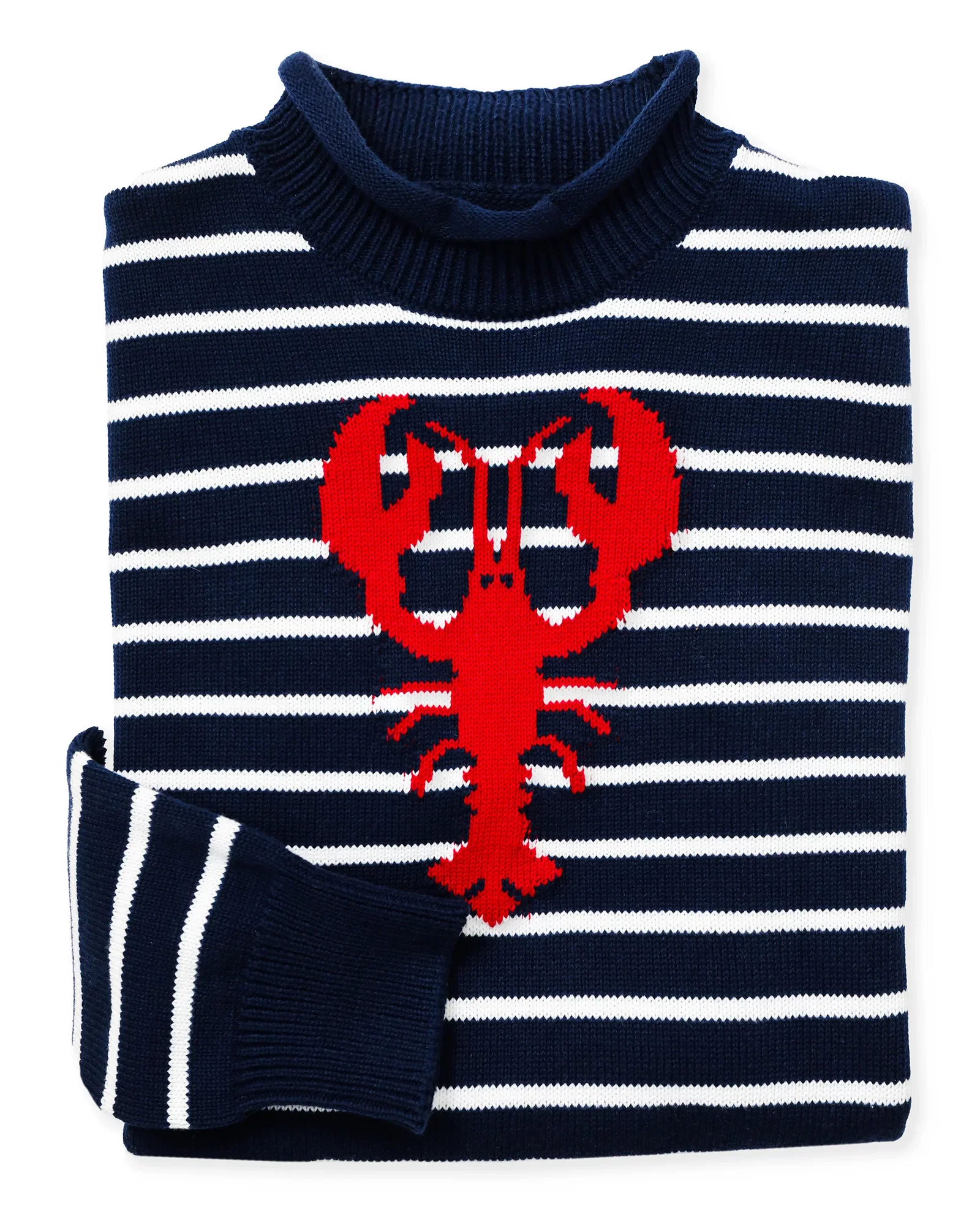 Image of Atlantic Lobster Striped Rollneck Sweater
