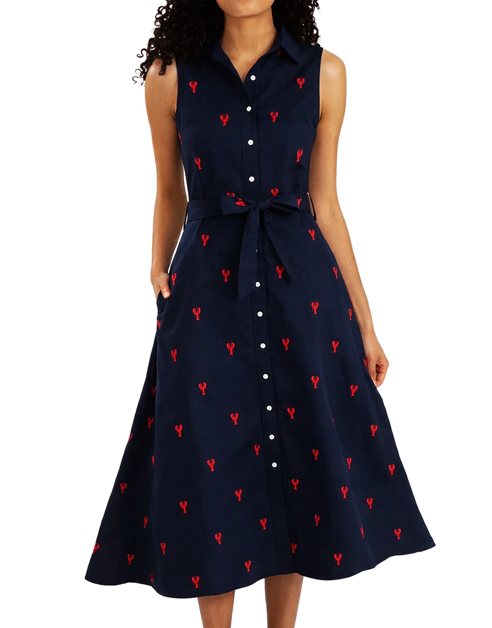 Image of Lobster Cove Embroidered Maxi Shirtdress
