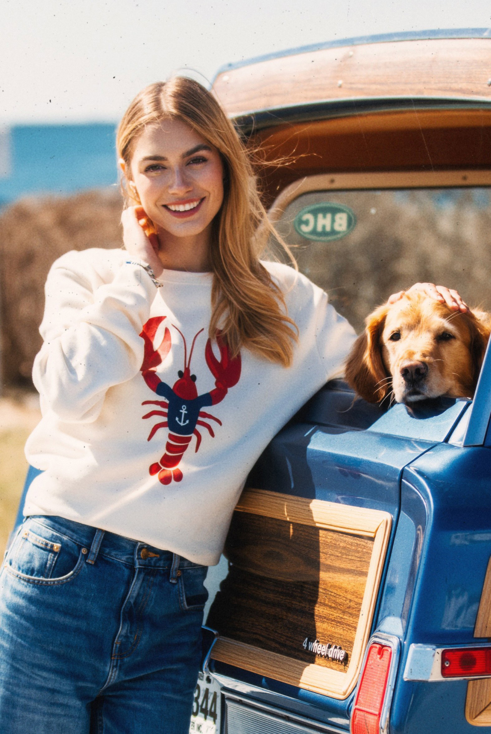 Nautical Lobster Sweatshirt in Cream