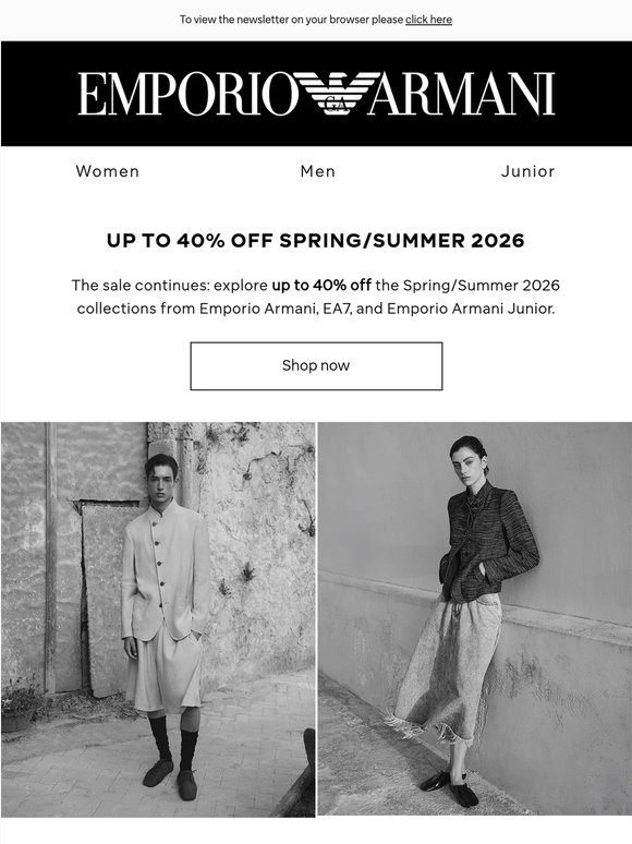 The Sale Continues: Up to 40% Off Spring/Summer 2026