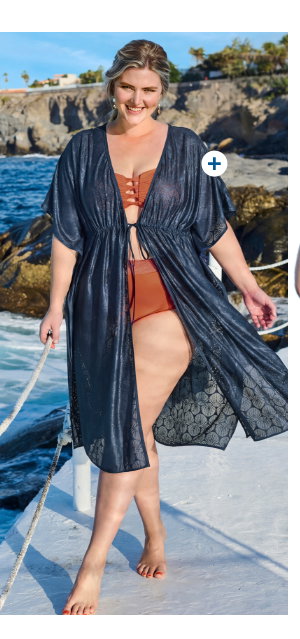 Openwork Seashell Kaftan - Breezy and light with a drawstring waist.
