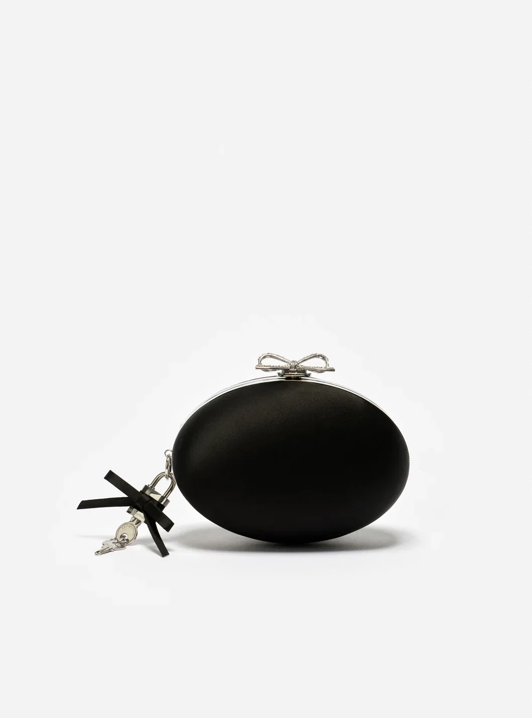 BLACK SATIN OVAL CLUTCH