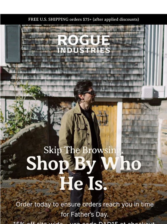 Last day. 15% off for Dad. You know which one he is.