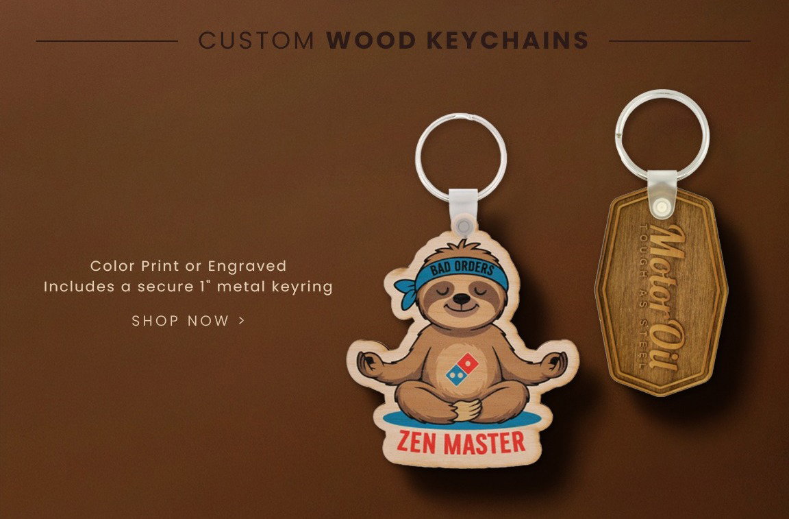 Custom Wood Keychains - color printed or engraved