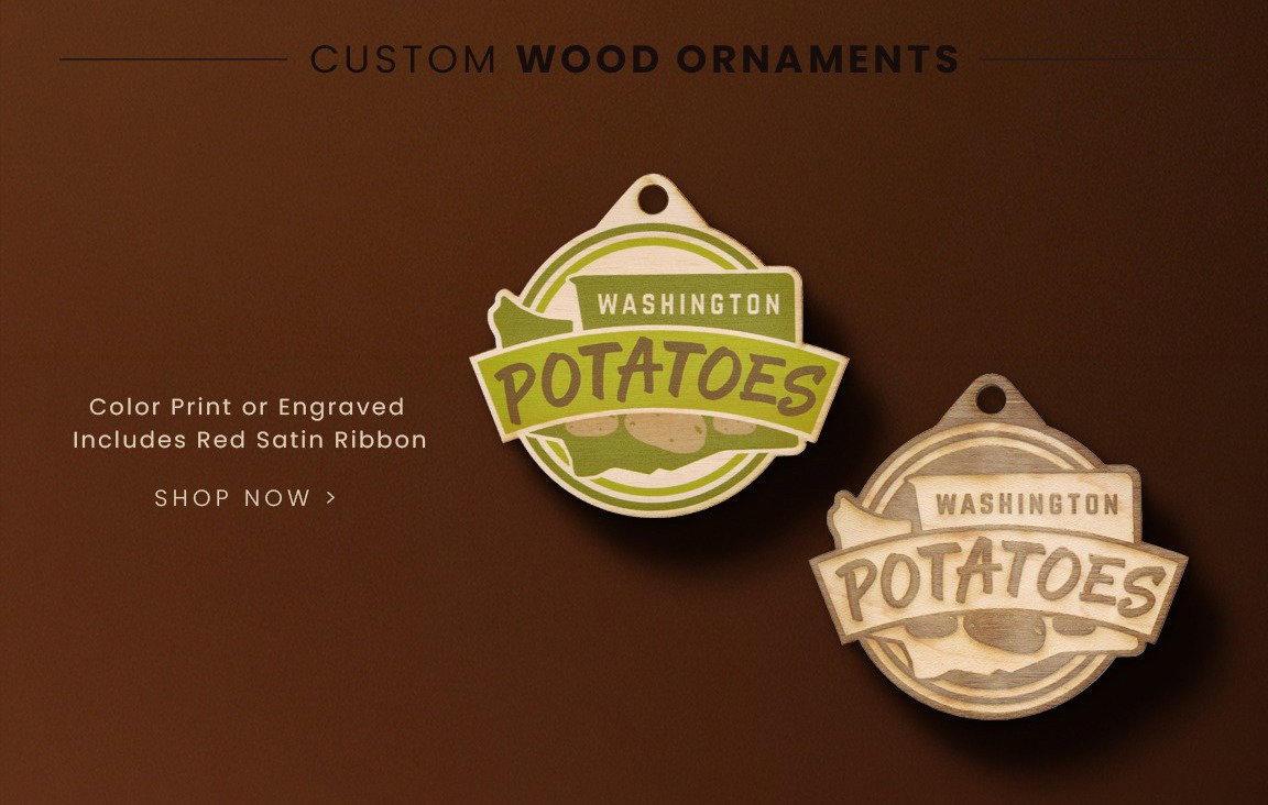 Custom Wood Ornaments - color printed or engraved