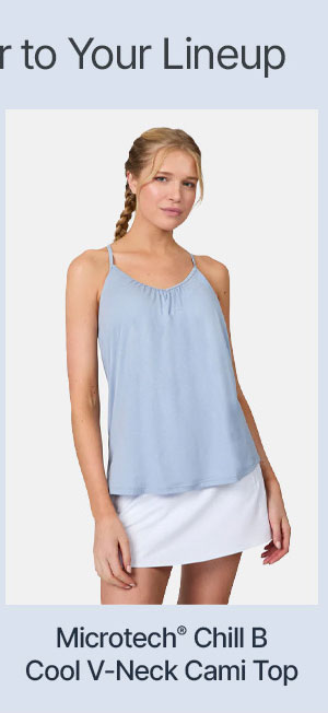 women's microtech chill b cool v-neck cami top with built-in bra