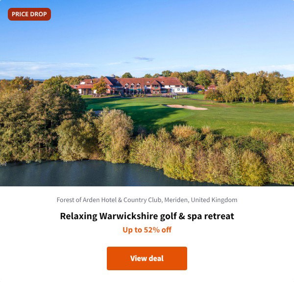 Relaxing Warwickshire golf & spa retreat
