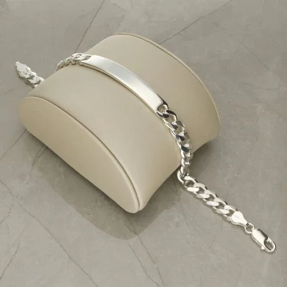 Image of Sterling Silver 22 Gram Mens Curb ID Bracelet With Optional Engraving