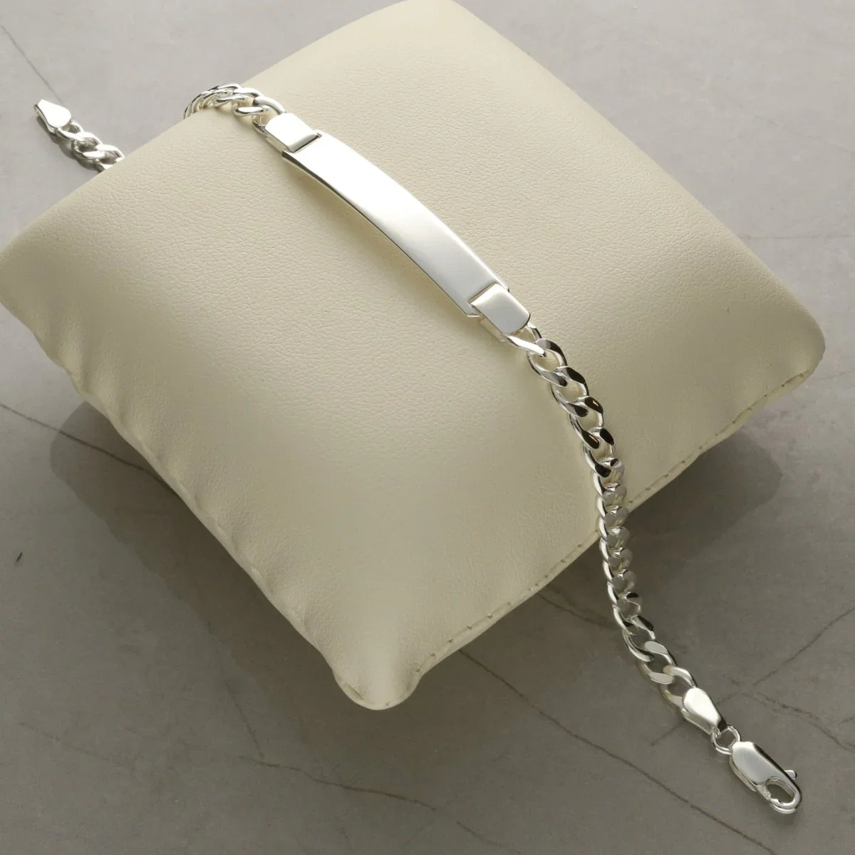 Image of Sterling Silver Mens Slim ID Bracelet With Optional Engraving