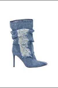 AZALEA WANG NAELIA DENIM STILETTO BOOTIE