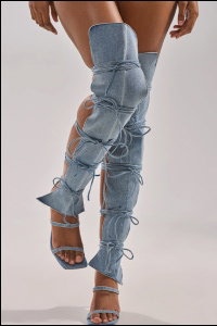 AZALEA WANG KRISTINE DENIM STILETTO GLADIATOR SANDAL