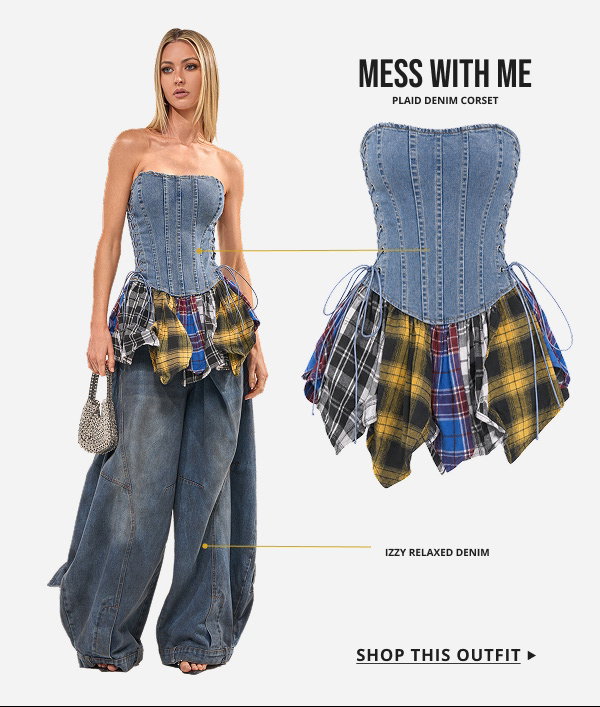 MESS WITH ME PLAID DENIM CORSET