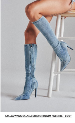 AZALEA WANG CALANA STRETCH DENIM KNEE HIGH BOOT