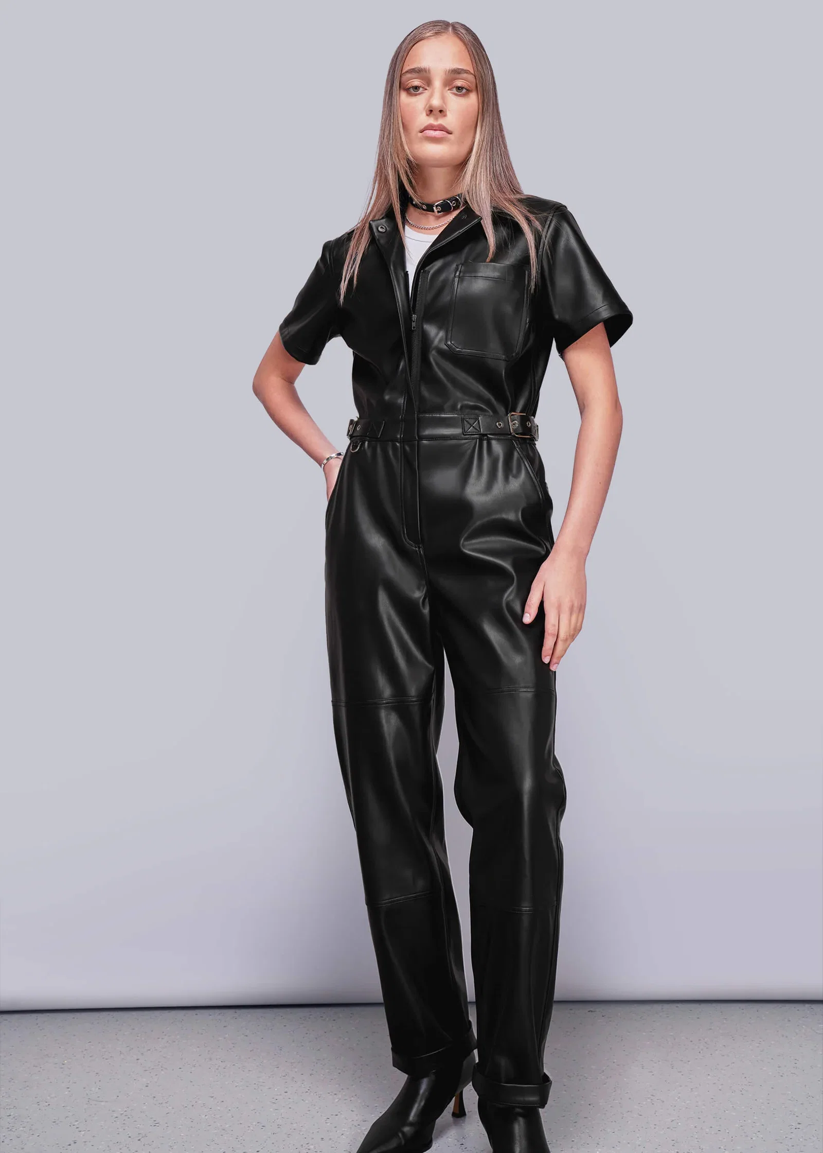 Image of Debbie Harry X Wildfang Vegan Leather High Waisted Coverall