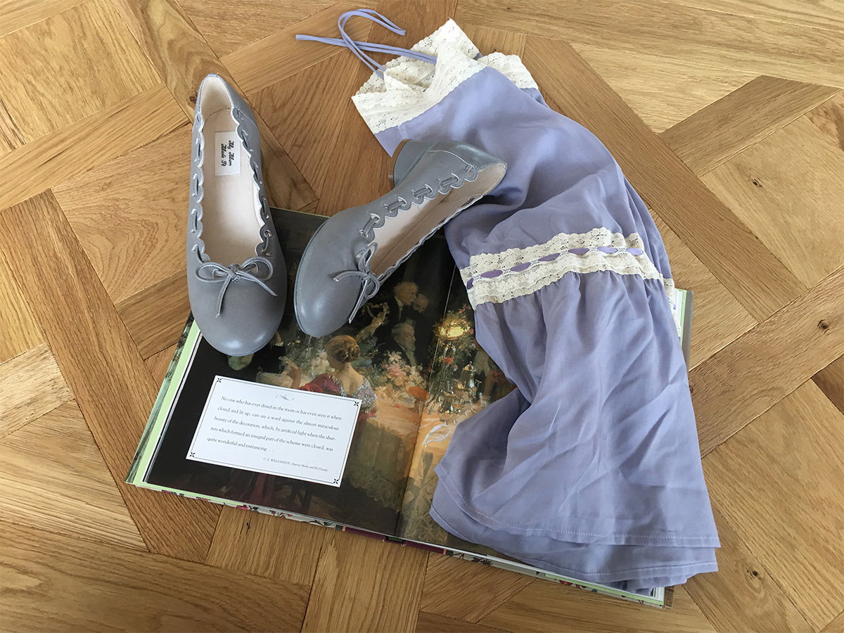 Ribbon Stitch Ballet Pumps - Wisteria